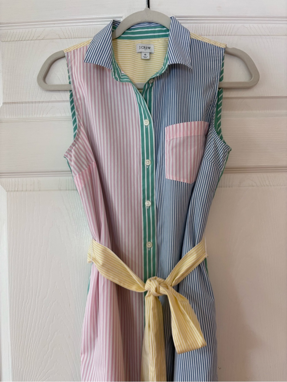J. Crew Multicolor Striped Sleeveless Button-Down Shirt Dress Size 6 - Picture 2 of 11